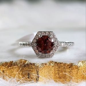 NWT Bella Fizz Amber-Colored Stone Hexagon Shaped Sterling Silver Ring-Size 8.25